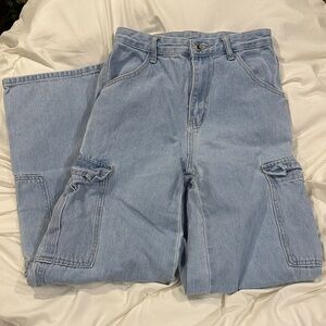 SHEIN Light Blue High Rise Cargo Jeans